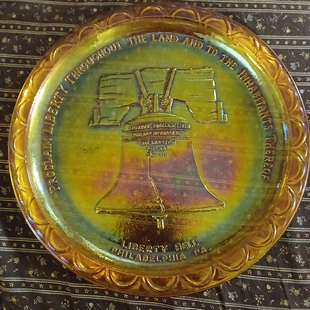 Carnival Glass Liberty Bell Plate Vintage